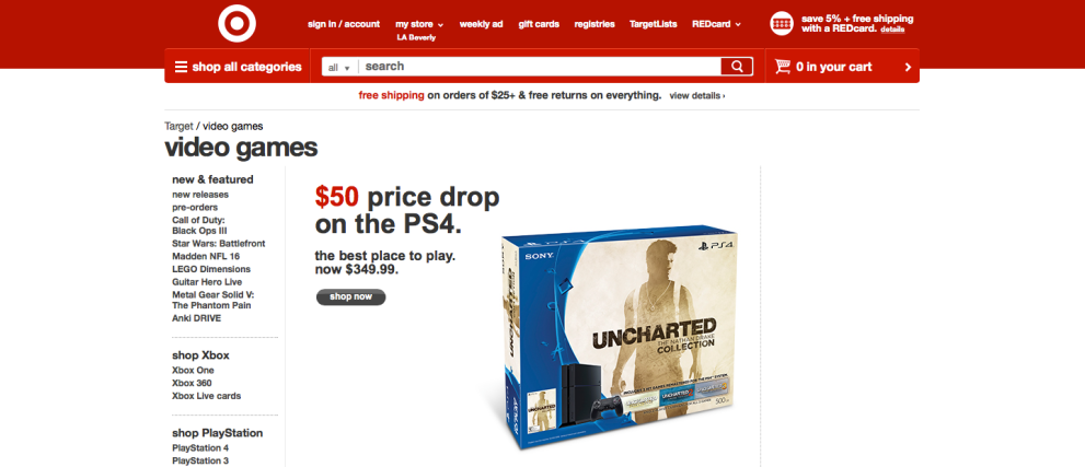 target ps4 price drop